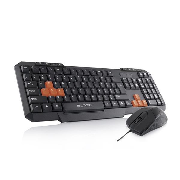 Logic Billentyűzet+Egér Kit - Gaming LKM-201 (extra &quot;gamer&quot; gombok; USB; fekete; optikai egér; magyar)