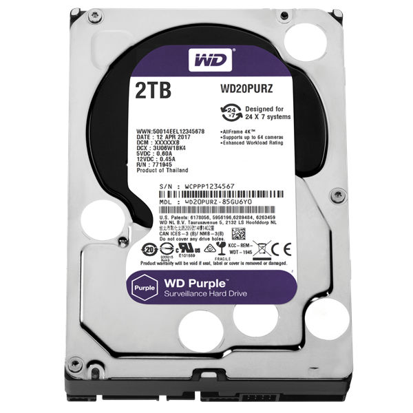 WD20PURZ 2TB 3,5" Desktop 5400rpm, 64 MB puffer, SATA3 - Purple (biztonságtechnikai rögzítőkbe) WD20PURZ 2TB 3,5" Desktop 5400rpm, 64 MB puffer, SATA3 - Purple (biztonságtechnikai rögzítőkbe)