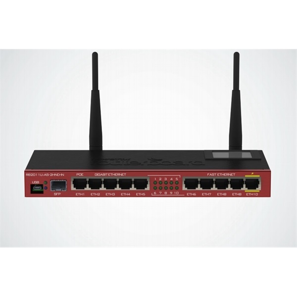 (RB2011UiAS-2HnD-IN) router, 5 gigabit (1x passzív Poe), 5x 10/100, 1x SFP, wireless-b/g/n 2,4GHz (RB2011UiAS-2HnD-IN) router, 5 gigabit (1x passzív Poe), 5x 10/100, 1x SFP, wireless-b/g/n 2,4GHz